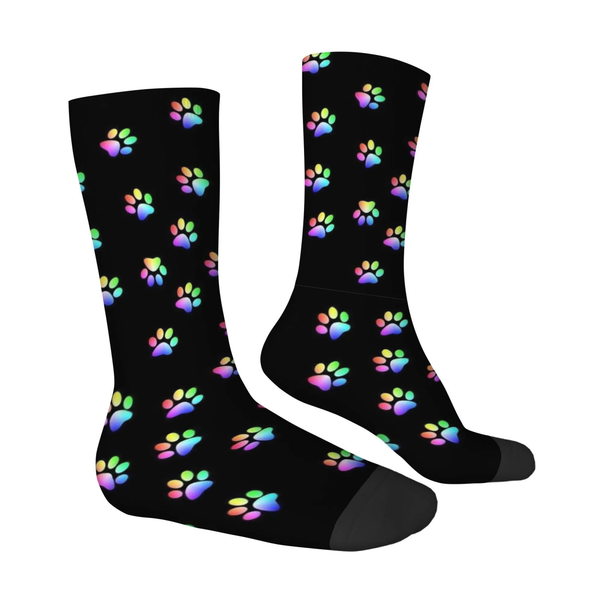 

Vibrant Paw Print Socks Casual Travel Friendly Stretchy Comfortable Skin Friendly Unisex Cute Novelty Harajuku Style Socks