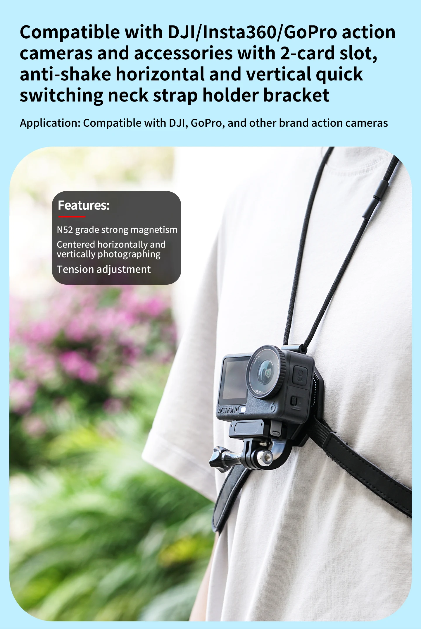 Action Kamera Magnetische Hals Brust Halterung Für GoPro Hero 13 12 11 Schwarz DJI Osmo 360 Action 6 Insta360 X5 Go Ultra Kamera Hängen – Detail 21