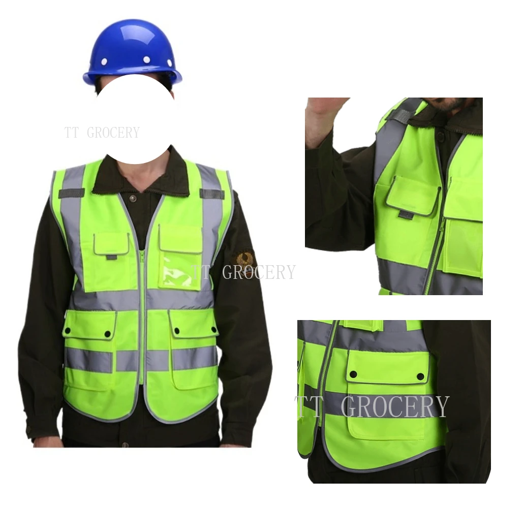 Surveyor Safety Outdoor Worker Motorcycle Jacket Fluorescent Signal Vest Reflective High Visibility Vest for Men Woman