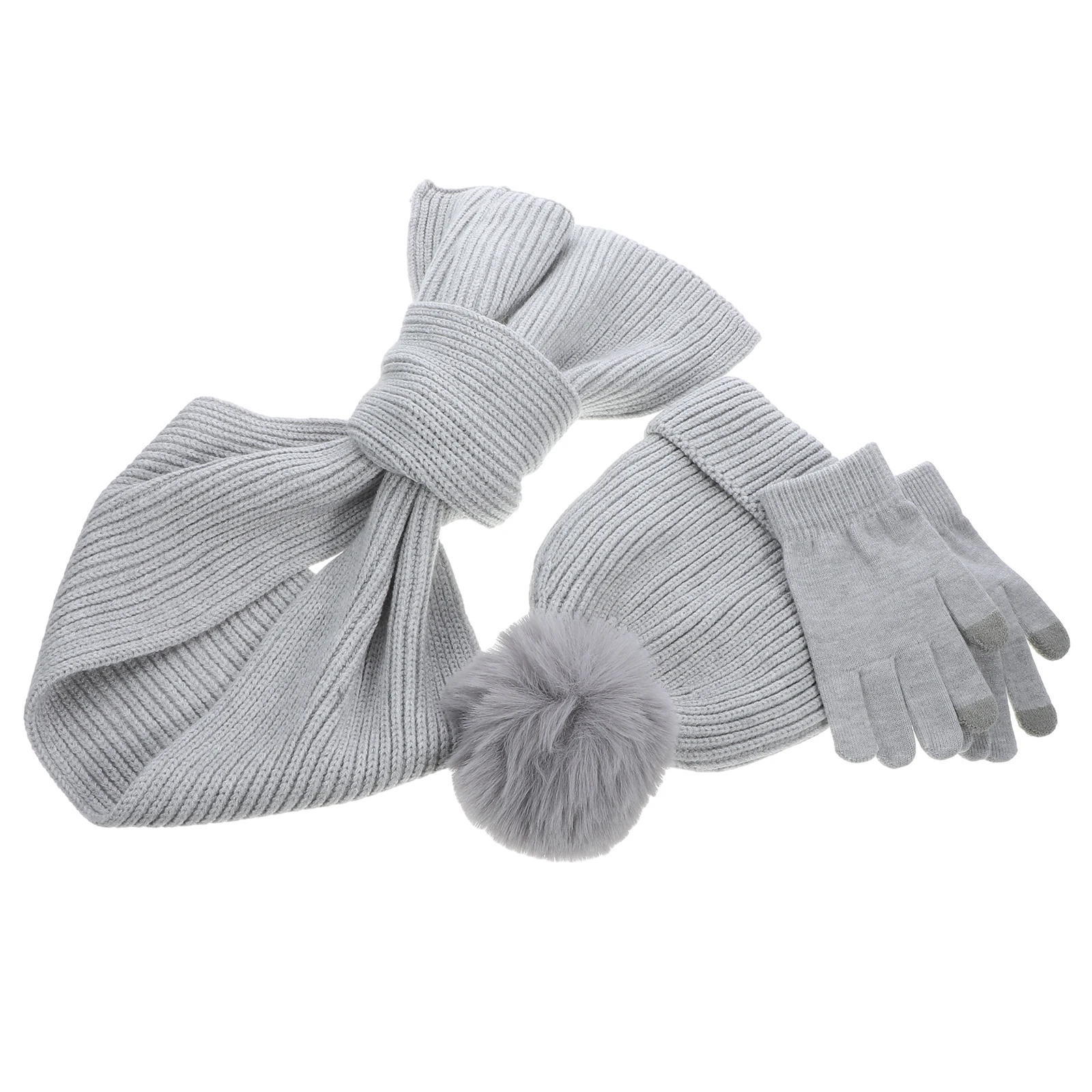 

Winter Touchscreen Gloves Set for Women Soft Material Beanie Hat Scarf Warm Mittens Riding Gloves Winter Hats Fashion Color