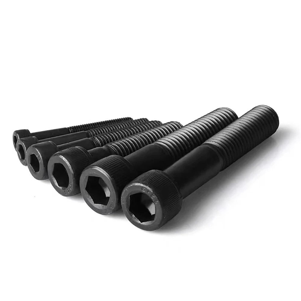 5# 6# 8# 10# 1/4'' to 1/2'' UNC UNF DIN912 Grade 12.9 Black Hex Socket Knurled Cap Head Bolts Allen Key Partial Threaded