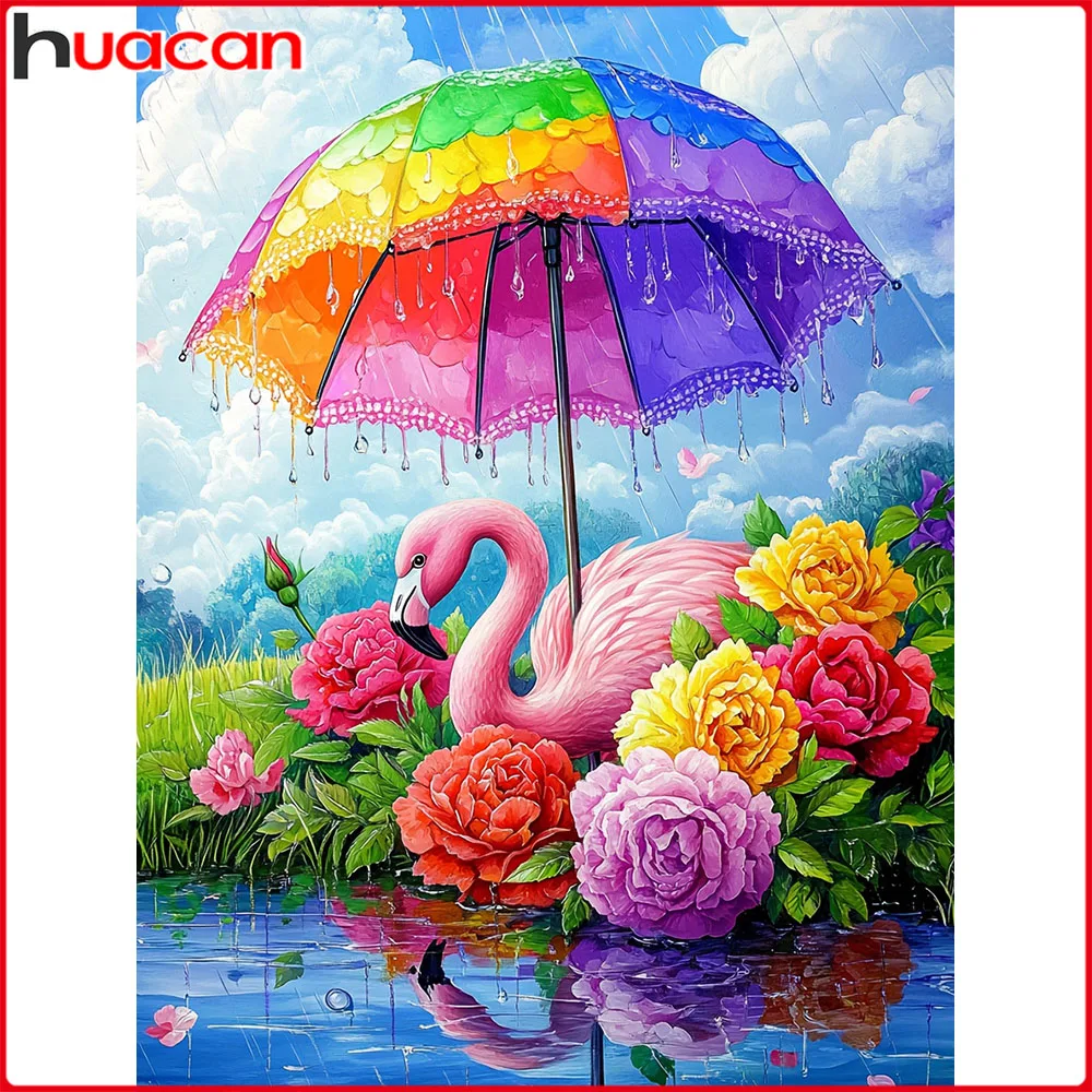 Huacan-pintura de diamante, flamenco, peonía, mosaico de diamantes, Animal, flor, Kit completo de pinturas decorativas