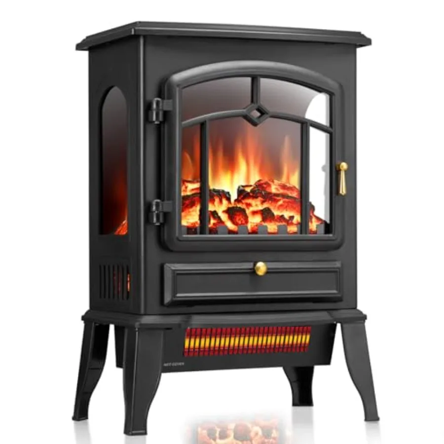 

Electric Fireplace Stove 5100 BTU Quick Heating Electric Fireplace Heater with Adjustable Flame Brightness 1000W/1500W Thermost