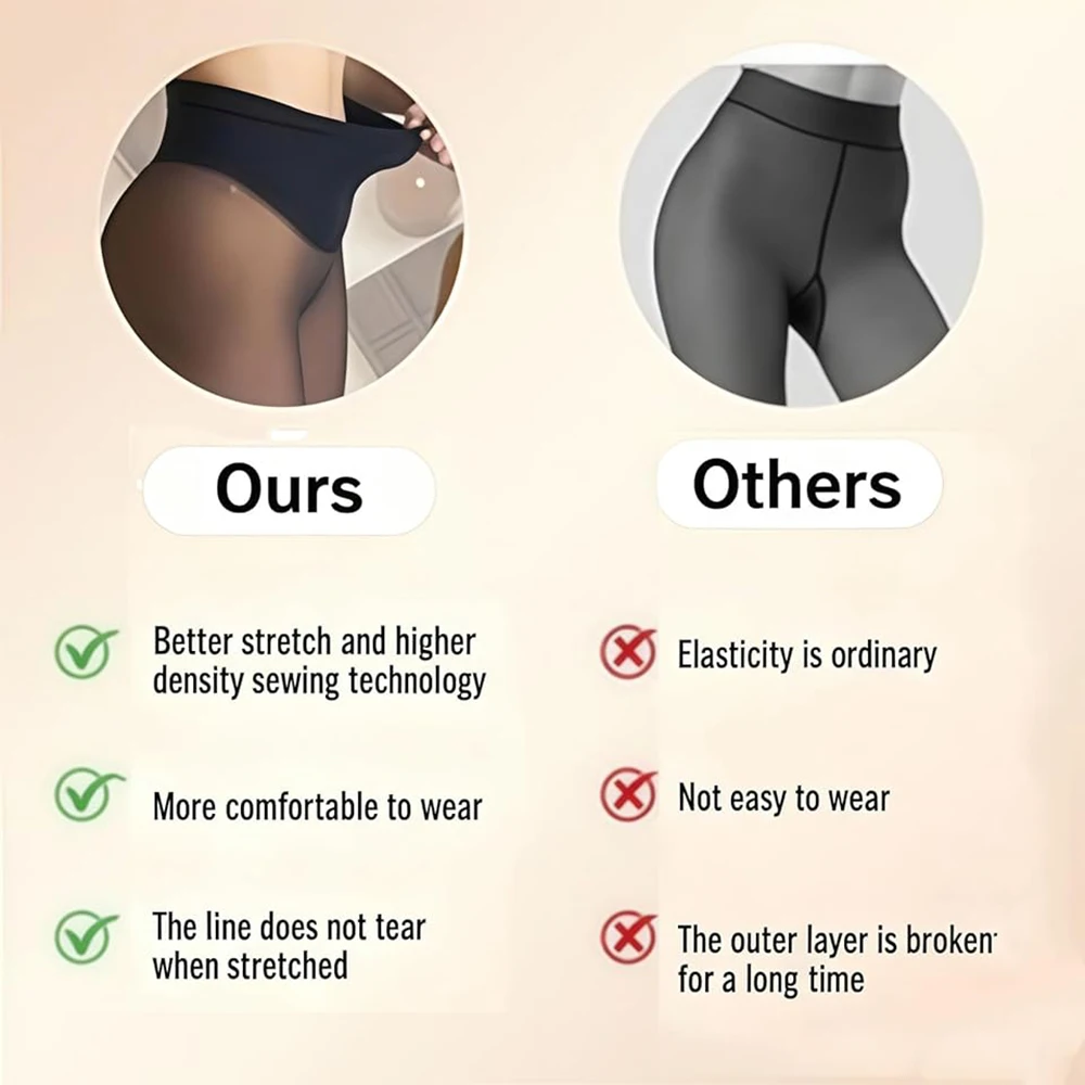 Uma costura velo forrado collants feminino plus size moldar compressão barriga controle translúcido leggings falso puro meia-calça térmica