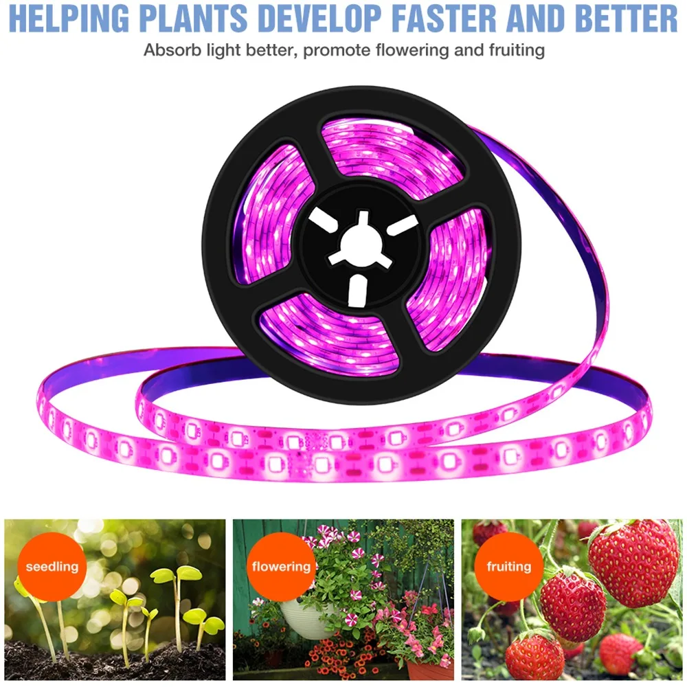 USB DC5V LED Full Spectrum Grow Light Strip Waterproof Indoor Growbox Vegetables Flower Potted Plants Hydroponics Fill Lighting