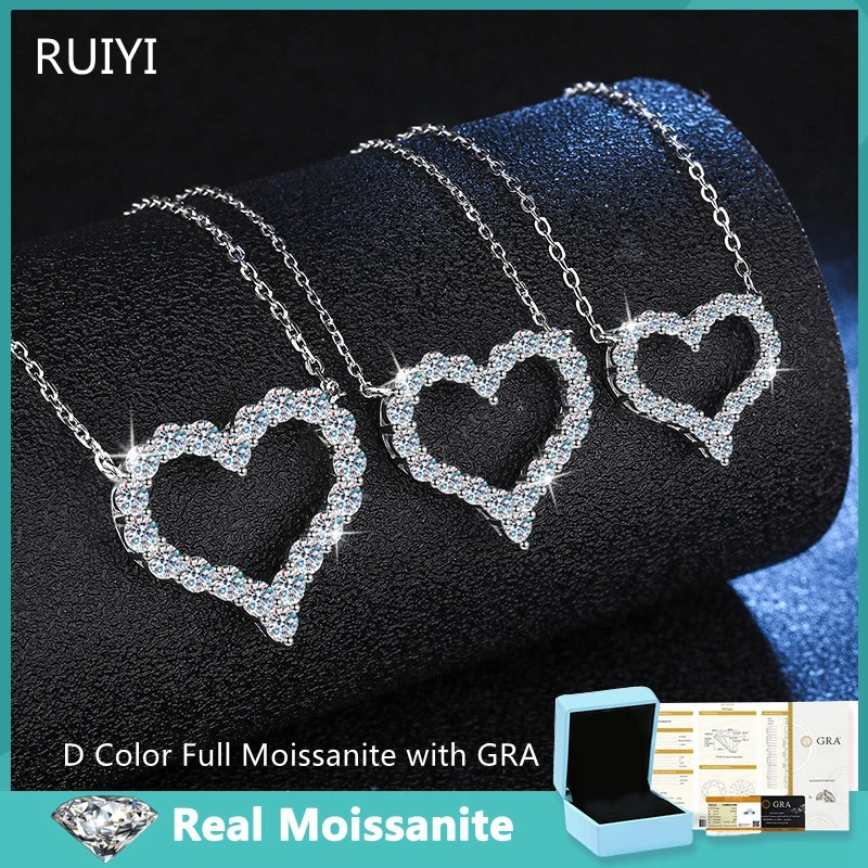 

Ожерелье в форме сердца из муассанита цвета D с сертификатом, стерлинговое серебро 925 пробы, сверкающие бриллианты, ожерелья для женщин, ювелирные изделия