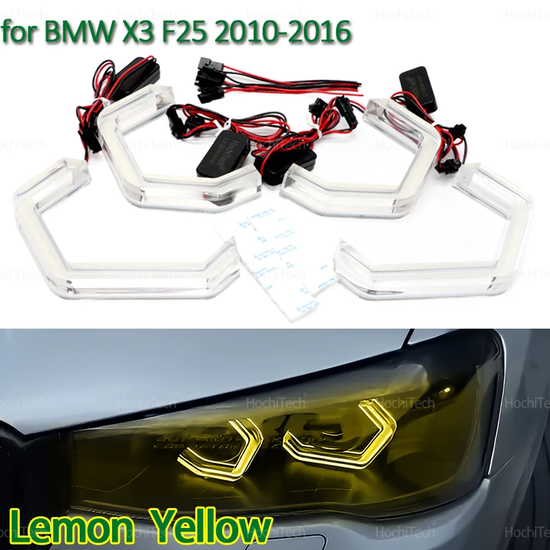 

For BMW X3 F25 2010-2016 Car Accessories Ultra Bright M4 style Daytime Angel Eye Lemon Yellow Light Kit DRL