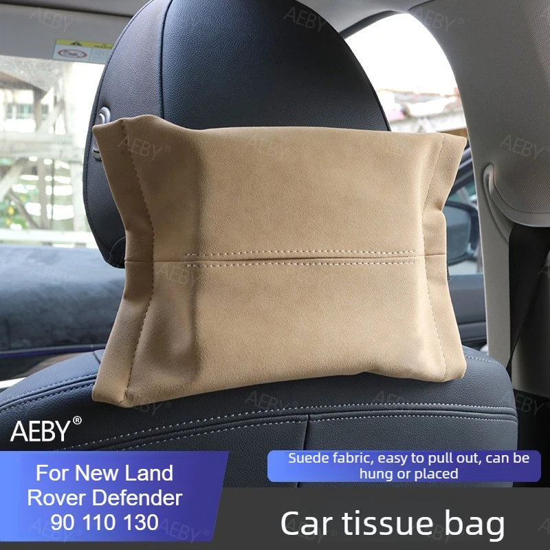 For New Land Rover Defender 90 110 130 Suede tissue box holder, rear seat storage bag Multi functional paper drawer in the car