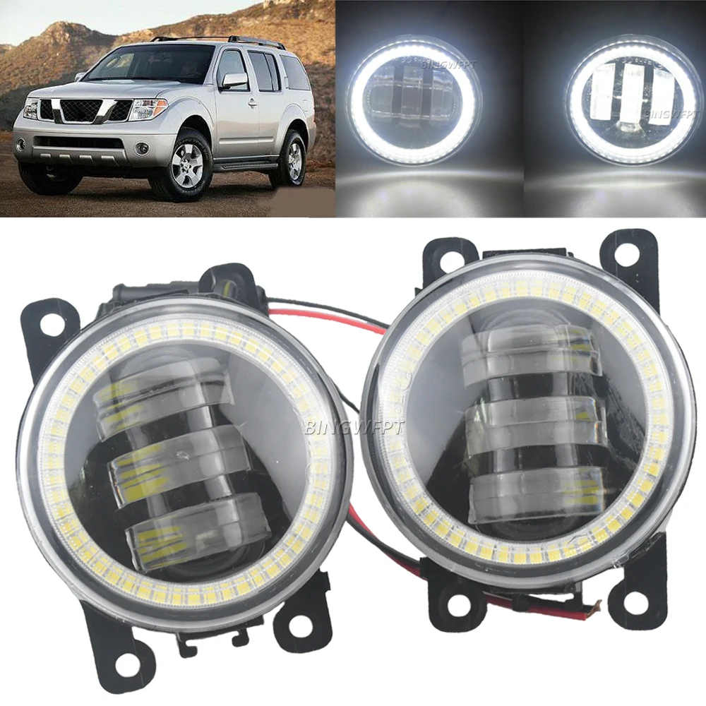 Headlight Fog Light For Nissan Pathfinder R51 2005 2006 2007 2008 2009 2010 - 2012 LED Lens Angel Eye DRL Fog Driving Lamp H11