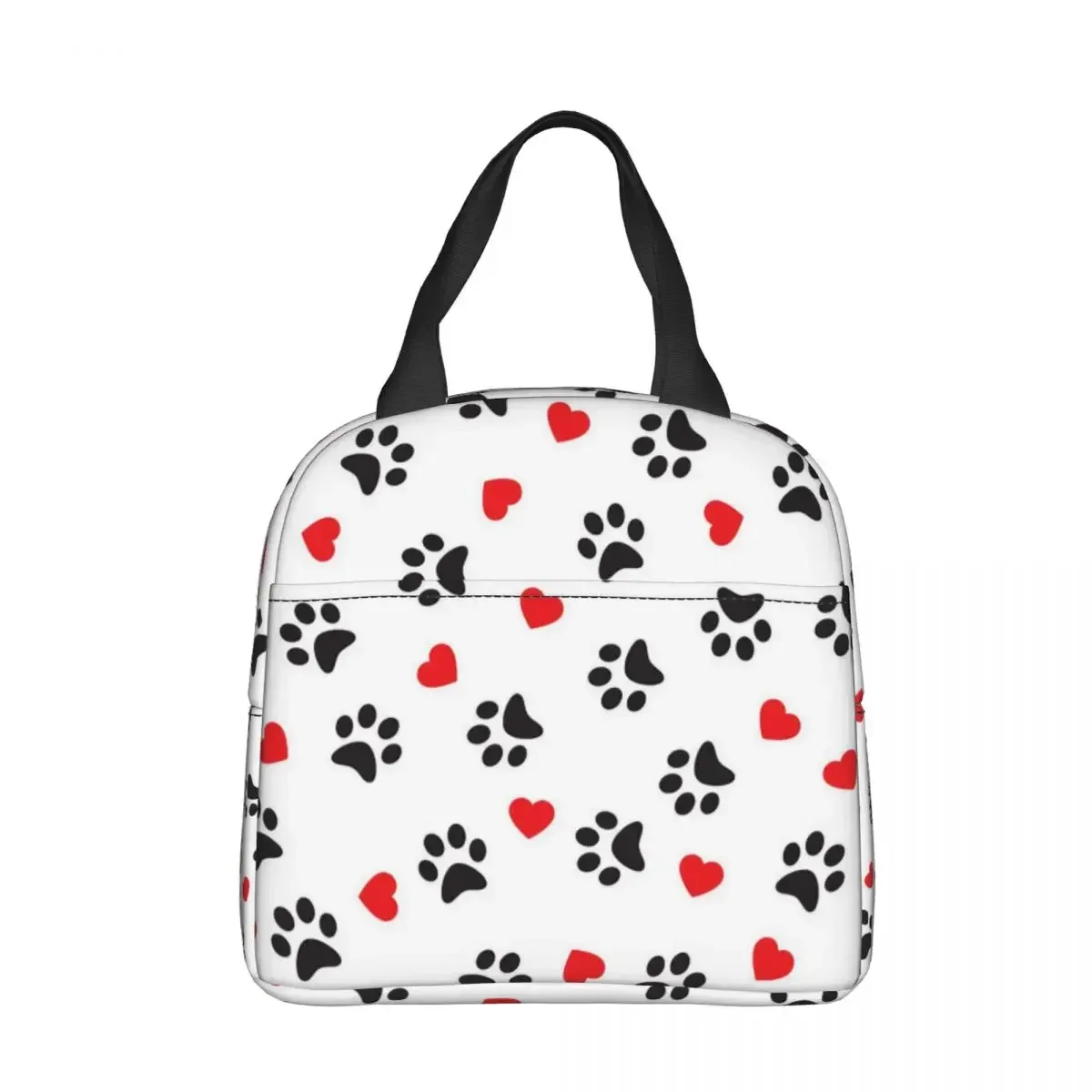 Dog Paw Love Pattern Insulated Lunch Bags Thermal Bag Reusable Leakproof Tote Lunch Box Food Handbags Beach Picnic