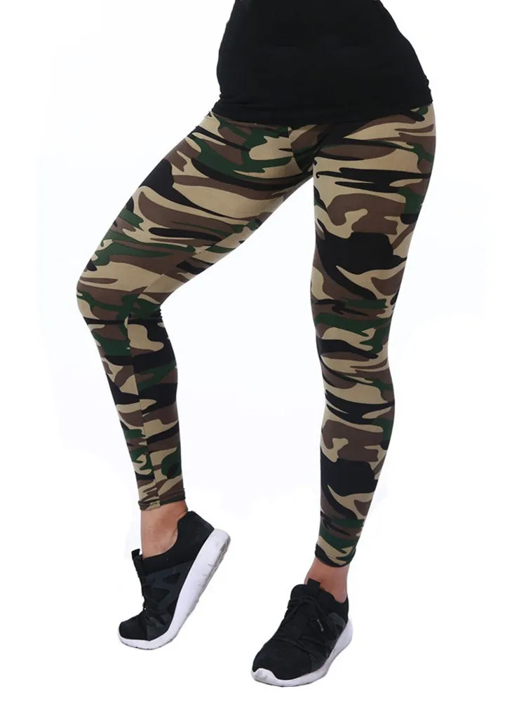 VISNXGI Push Up Leggings Women\'s Clothing Camouflage Workout Pants Printing Elasticity Fitness Casual Solid Polyester Jeggings