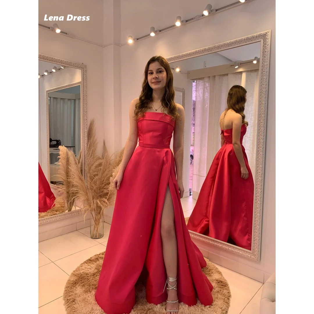 

Lena Sleeveless Woman Party Dresses for Special Occasions Red Prom Gown Custom Made Satin Cloth Line A Luxury Evening Dress 2025