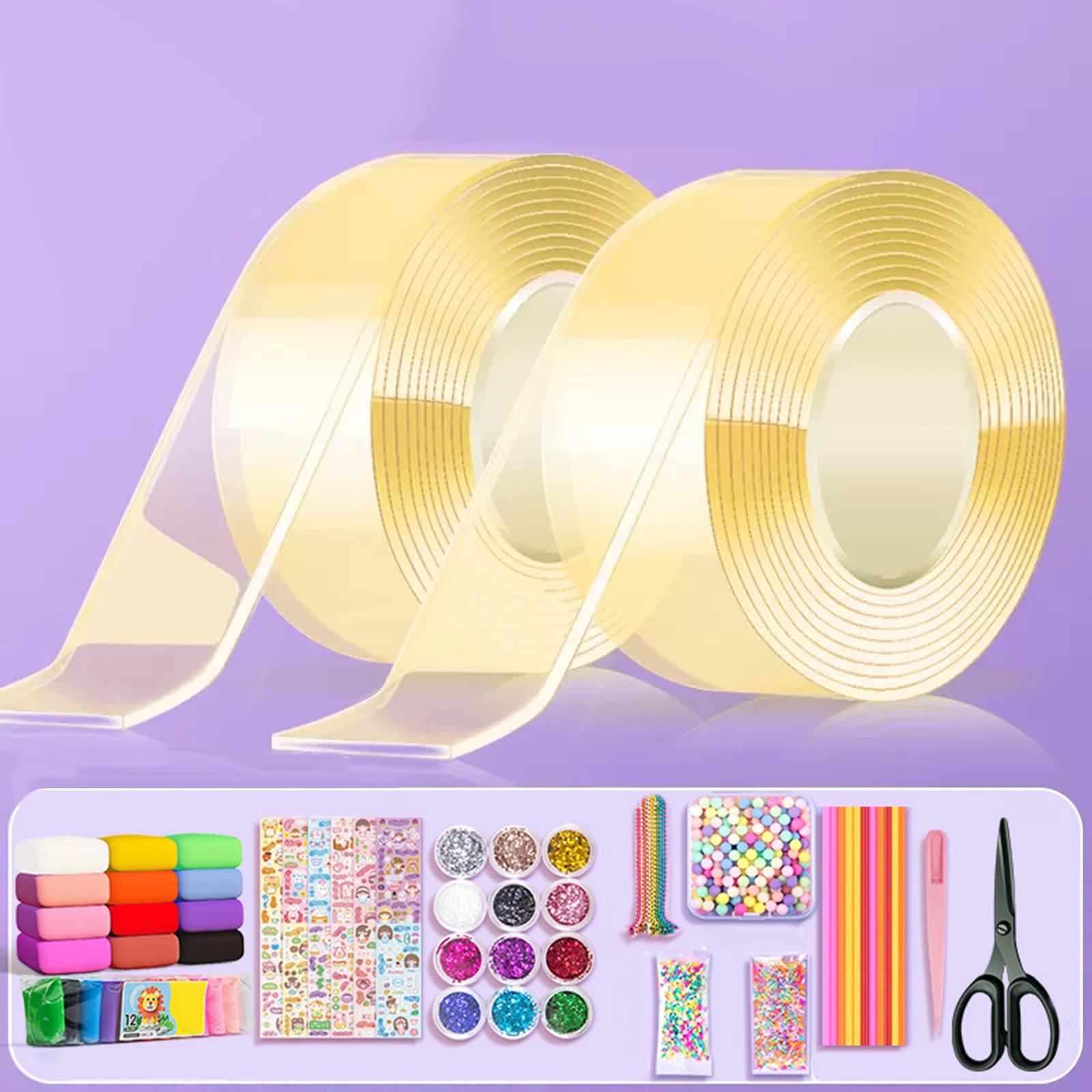 Nano Bubble Tape Multipurpose Blowable Tapes Reusable Nontoxic High Sticky Transparent Double-sided Adhesive for Home-appliance