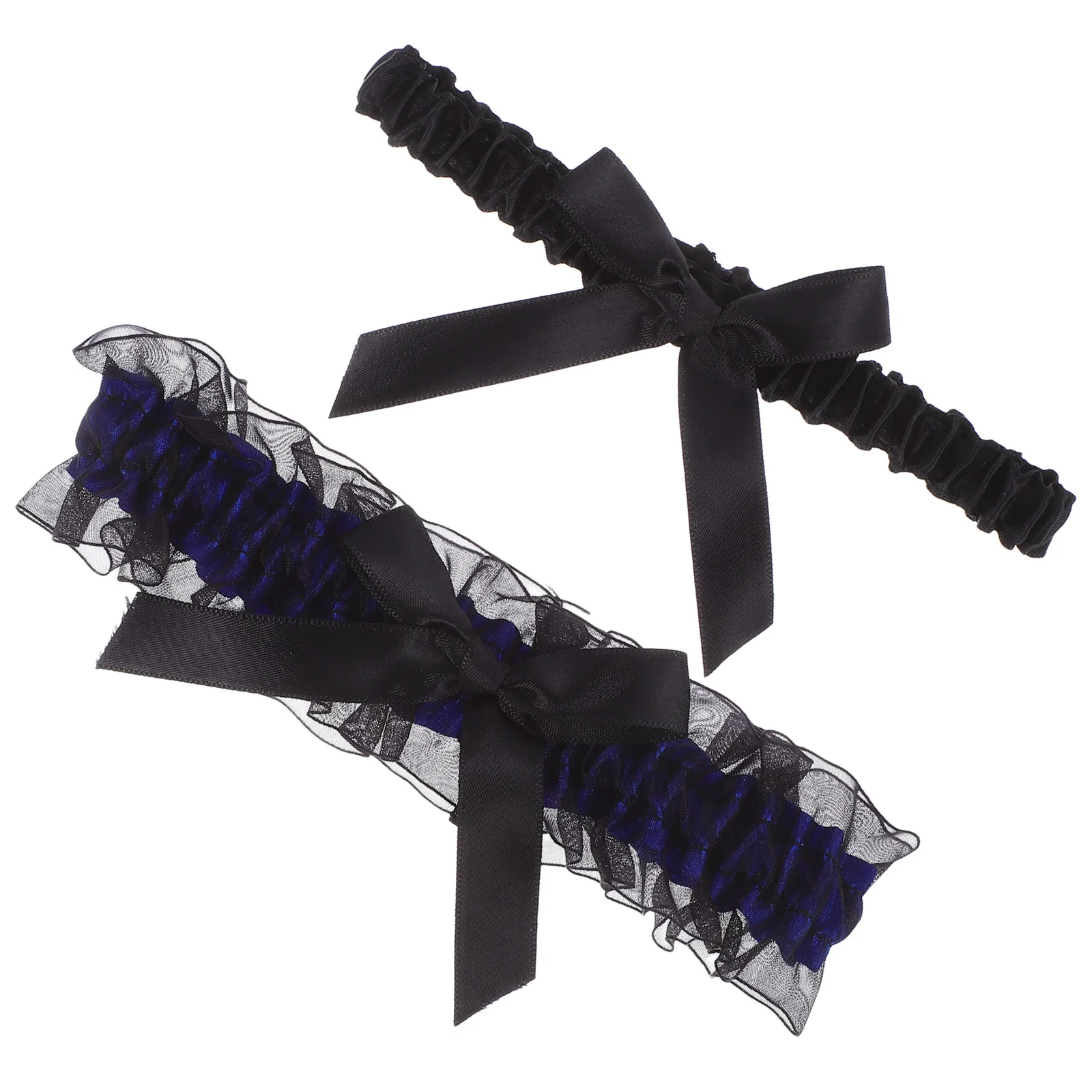 

1Set Bowknot Lace Bridal Garter Elegant Adjustable Elastic Lace Garters Black Blue Wedding Party Leg Decoration