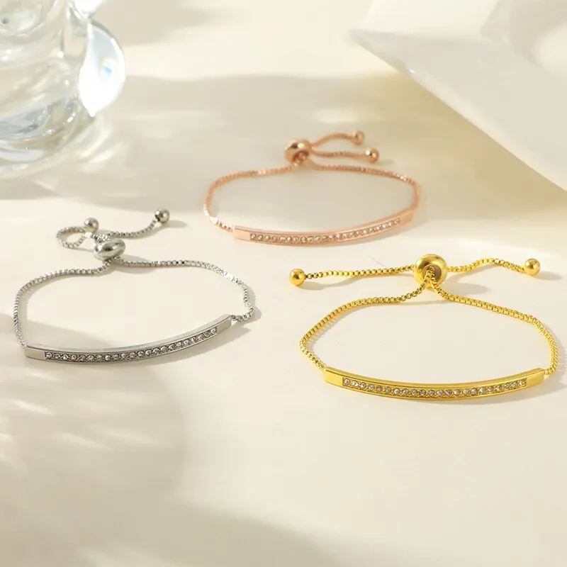 3pcs Bracelets For Women Simple Models Gold-color Silver-plated Rose Gold-color Each 1 Adjustable Copper Beads Jewelry