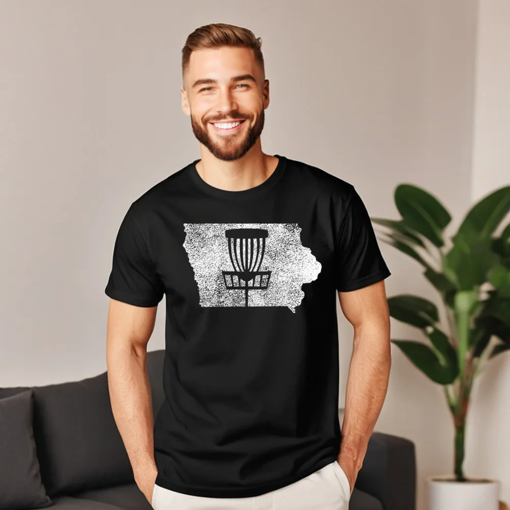 Geek Iowa Disc Golf State with Normal Short Sleeve Lovers Day Tees Special Crew Neck Combed cotton Tee Shirts Male T-Shirt