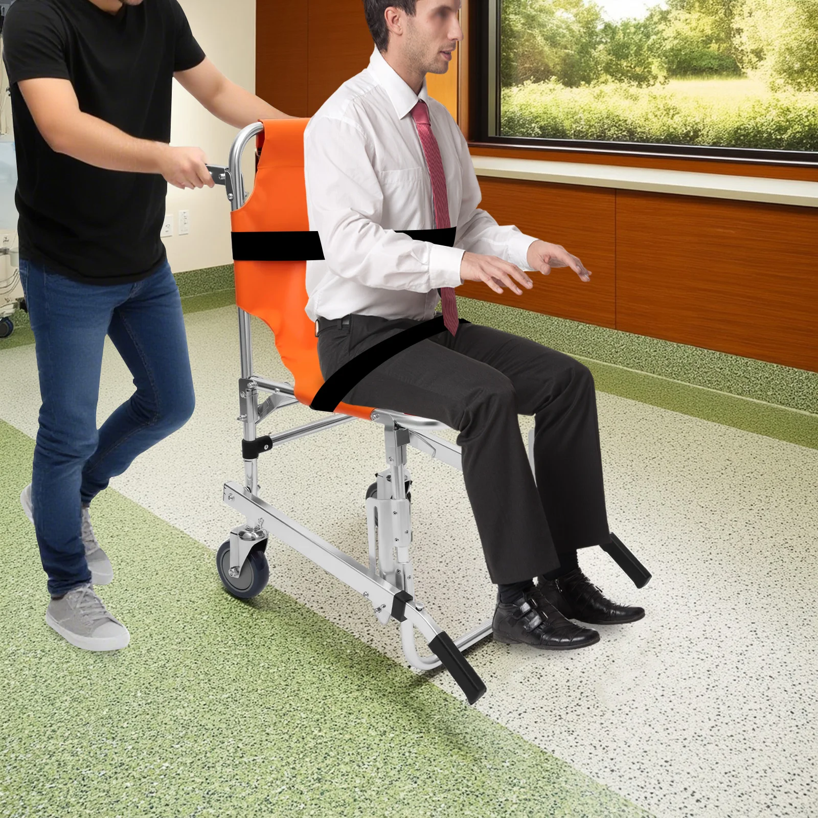 

Emergency Stair Lift Chair, Heavy-Duty 350lbs Foldable Evacuation Chair - Aluminum Emergency Stair Lift, Easy-Clean Design