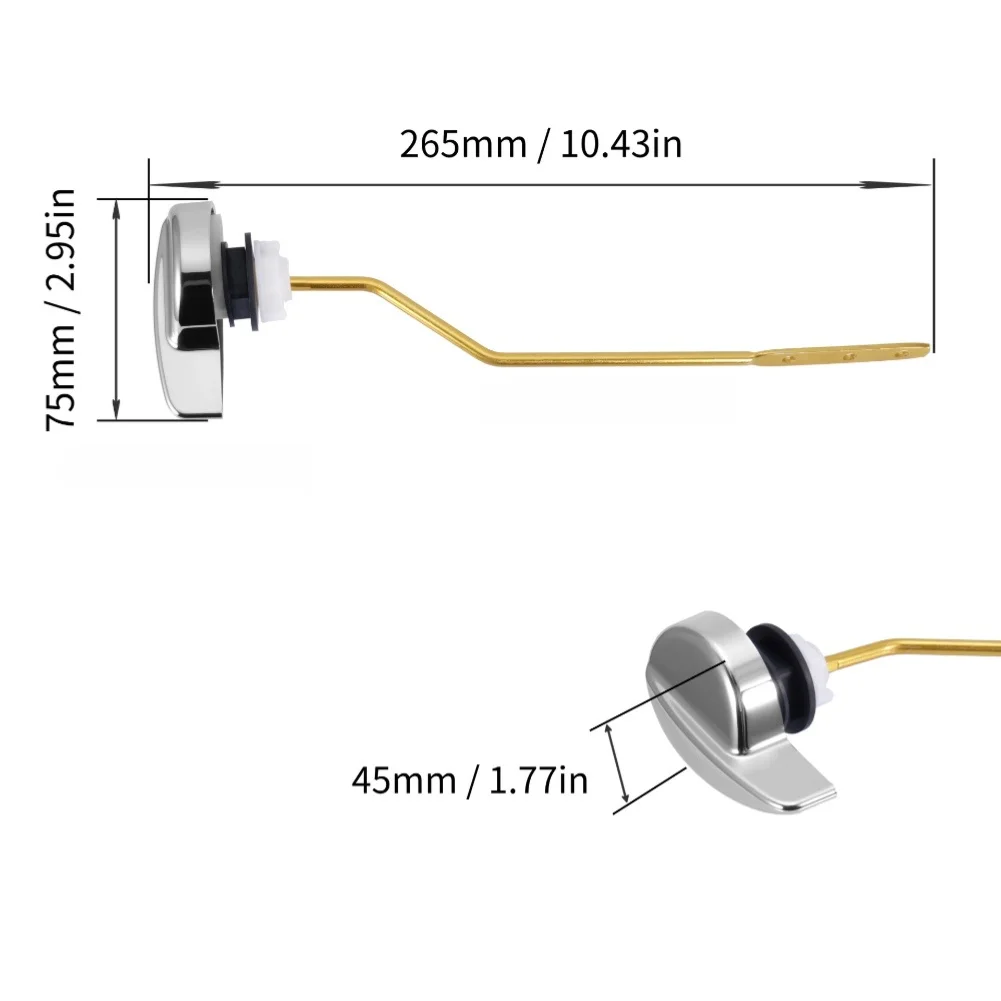 Replacement Handle Kit for Side-Mount Toilet Tanks ABS Material Construction Supports Repeated Daily Operation