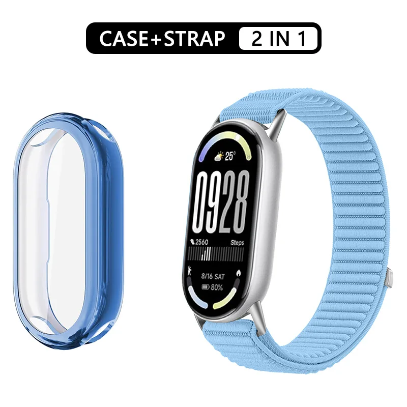 Nylonarmband + Schutzhülle für Xiaomi Mi Band 10, 9, 8, NFC-Sportarmband, elastisches Handgelenksband, Xiaomi Smart Band 9, 8, 10 Zubehör. – Detail 3