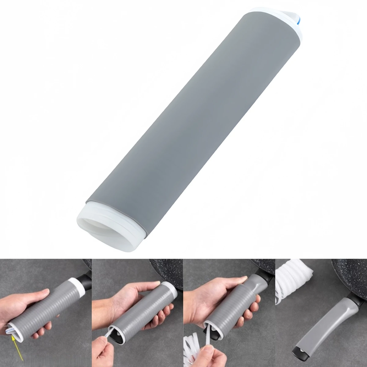 Self-shrink Handle Sleeve Anti-Scalding Rubber Frying Pan Handle Protector Pot Handle Sleeve Heat Resistance Handle Cover