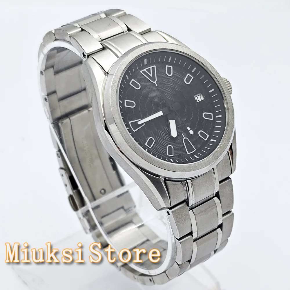 DIY LOGO Customized Watch 40mm Silver Stainless Steel Sapphire Crystal Watch Case Black Dial/Hands NH35 Automatic Movement Watch