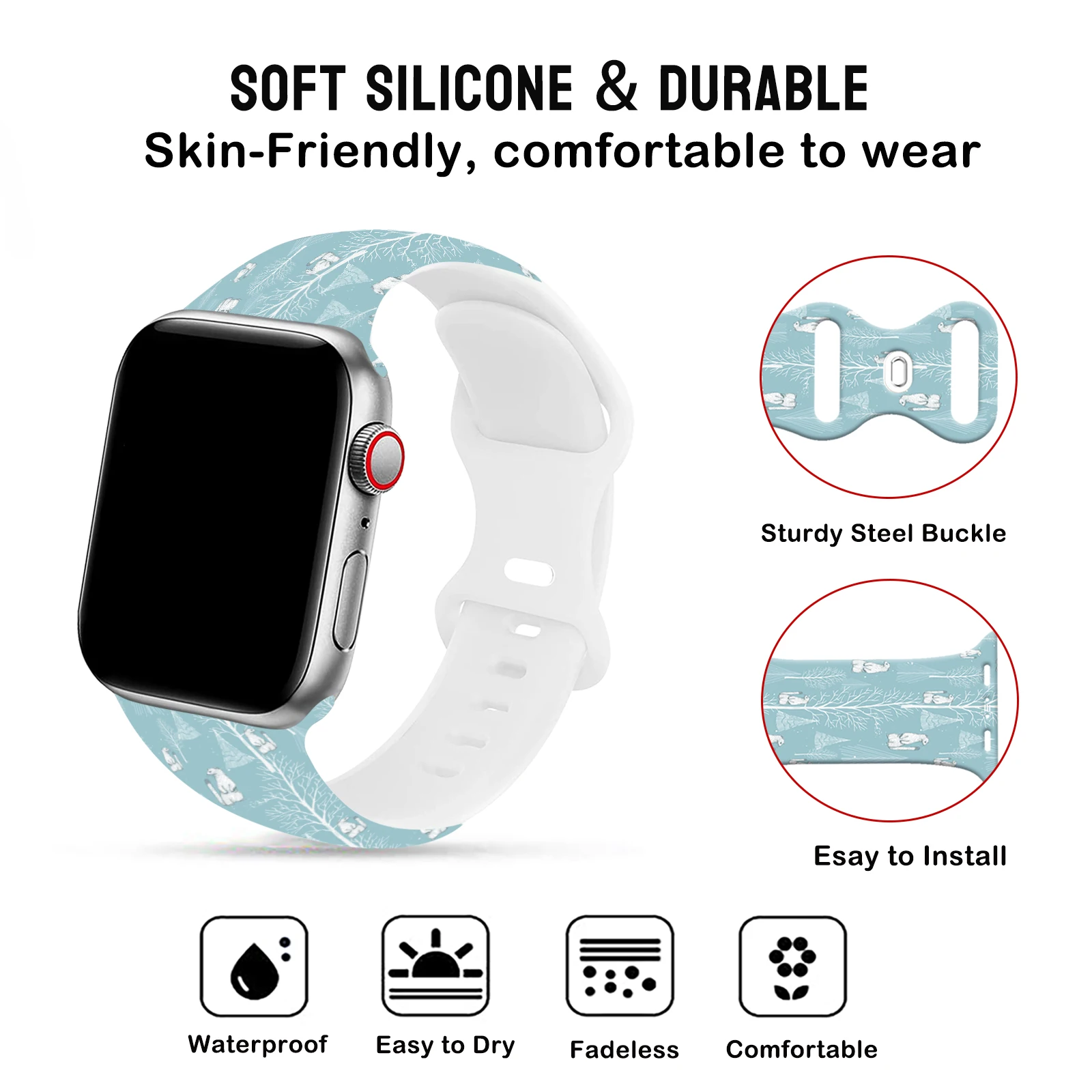 Christmas12 Printed Strap for Apple Watch 46mm 45mm 42mm 40mm 38mm 49mm Watchband Replaceable Bracelet for iWatch 11 10 9 8 Band