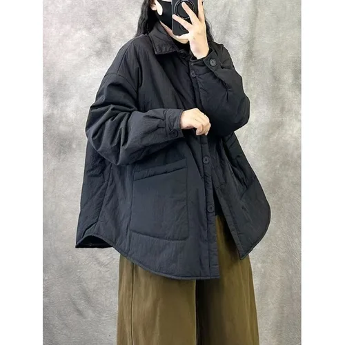 보온 면 재킷 빈티지 스타일 가볍고 얇은 여유로운 캐주얼 여성용 면 재킷 면 코트 면 재킷 면 코트 면 재킷 