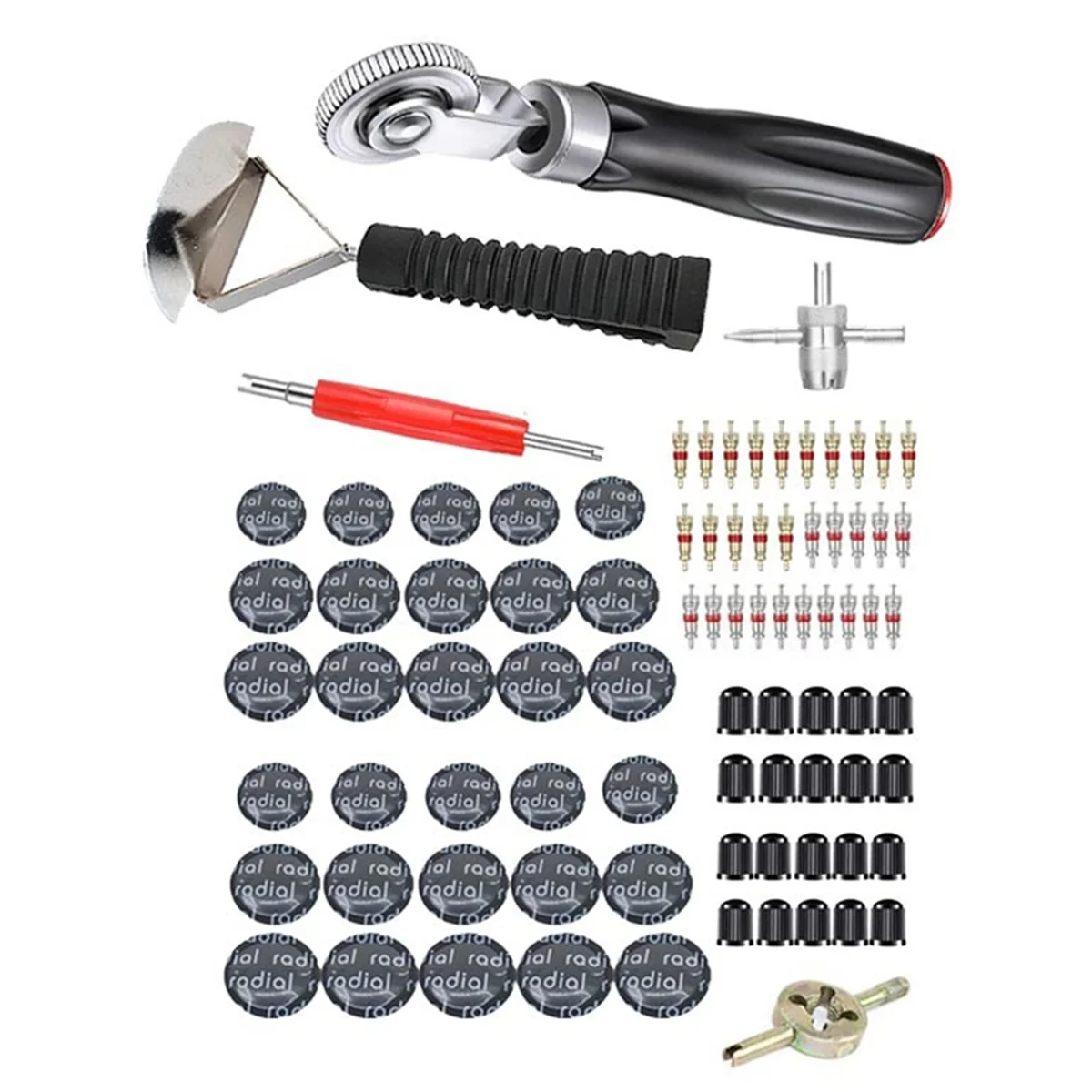 

General Car Motorcycle Tyre Tire Repair Rubber Glues Patch Tool Packet for Radial Tire,Tubeless Tire Patch,85Pcs -T45C