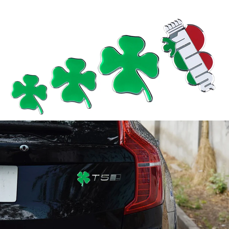 3D Aluminum Four Leaf Clover Emblem Auto Body Trunk Decoration Sticker For Alfa Romeo Sportiva Stelvio Mito Giulietta GT 147 156