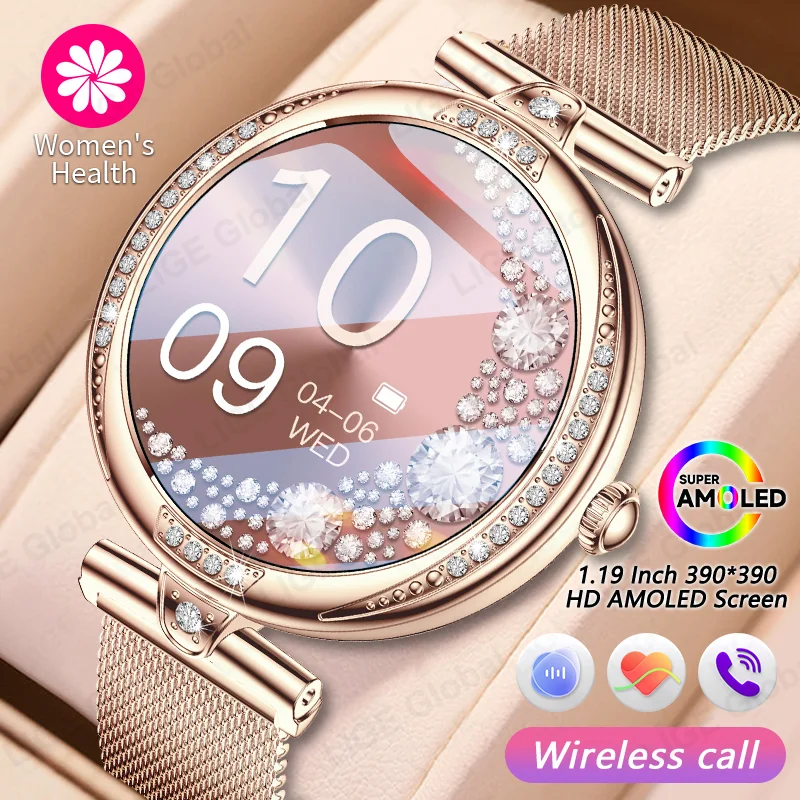 LIGE Fashion Woman Smartwatch AMOLED Screen Watches Women Heart Rate Blood Pressure Monitor Health Smart Watch For Android iOS