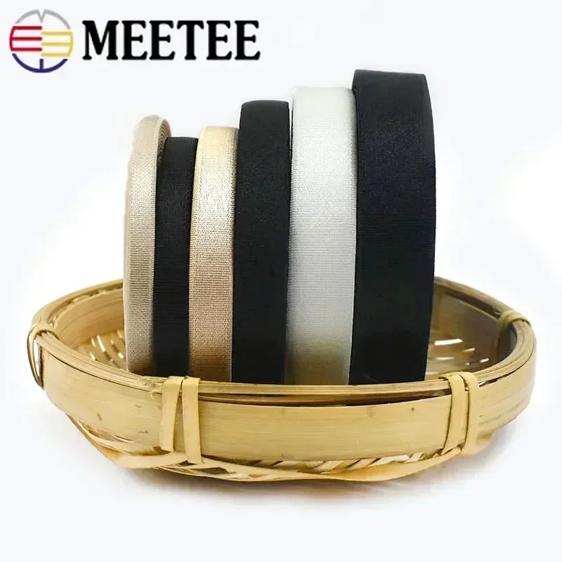 Meetee 10/20/50M 6-18mm Nylon Elastic Band for Underwear Shoulder Strap Bra Rubber Bands DIY Garment Belt Tape Accessories