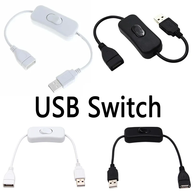 Cable de extensión de interruptor USB, compatible con transmisión de datos, fuente de alimentación para lámpara LED, dispositivos USB con interruptor, Cable de palanca de extensión de encendido/apagado