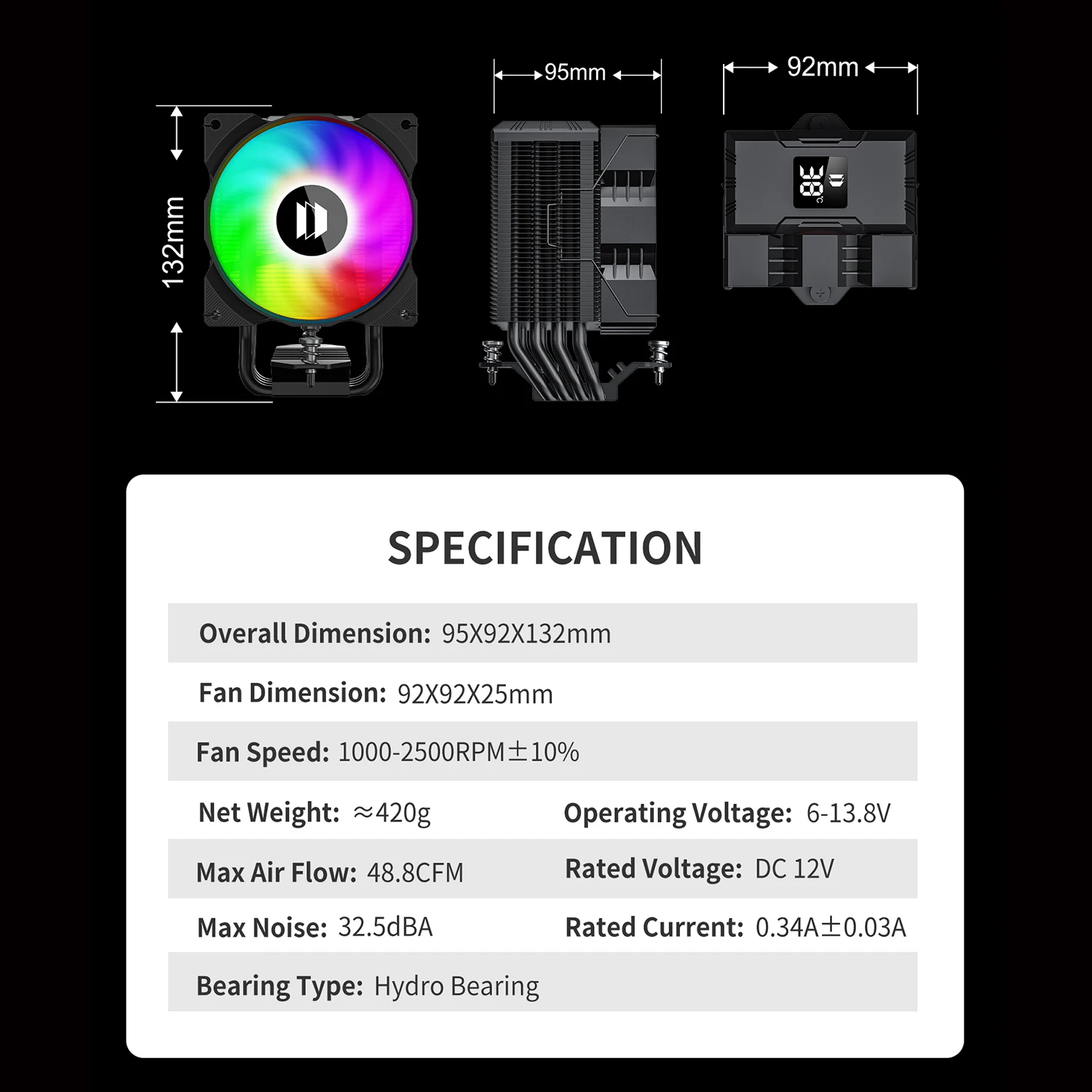 Imagem -06 - Upsiren Walrus Assassin 90 Display Digital Heatpipe Cpu Cooler 92 mm Ventilador de Refrigeração Radiador Cooler de ar para Lga1700 1200 Am4 Am5