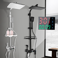 LCD Shower System with Thermostat Multifunctional Bathroom Shower Set Stainless Steel Shower Column 73-116 cm Adjustable Height