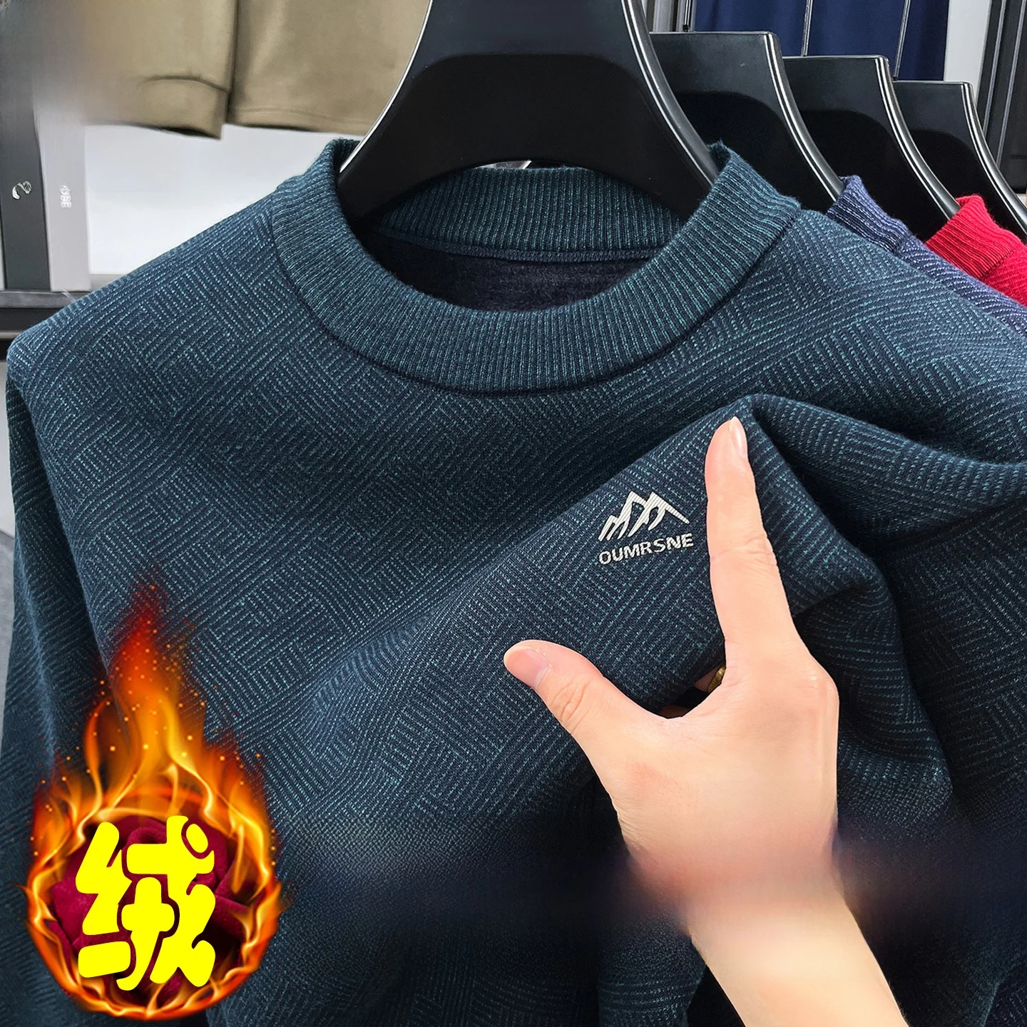 

Fce Lined Thi Теплый зимний свитер для папы среднего возраста и ly Мужская красная одежда для 50-60 лет Мужская смесь шерсти Kni...