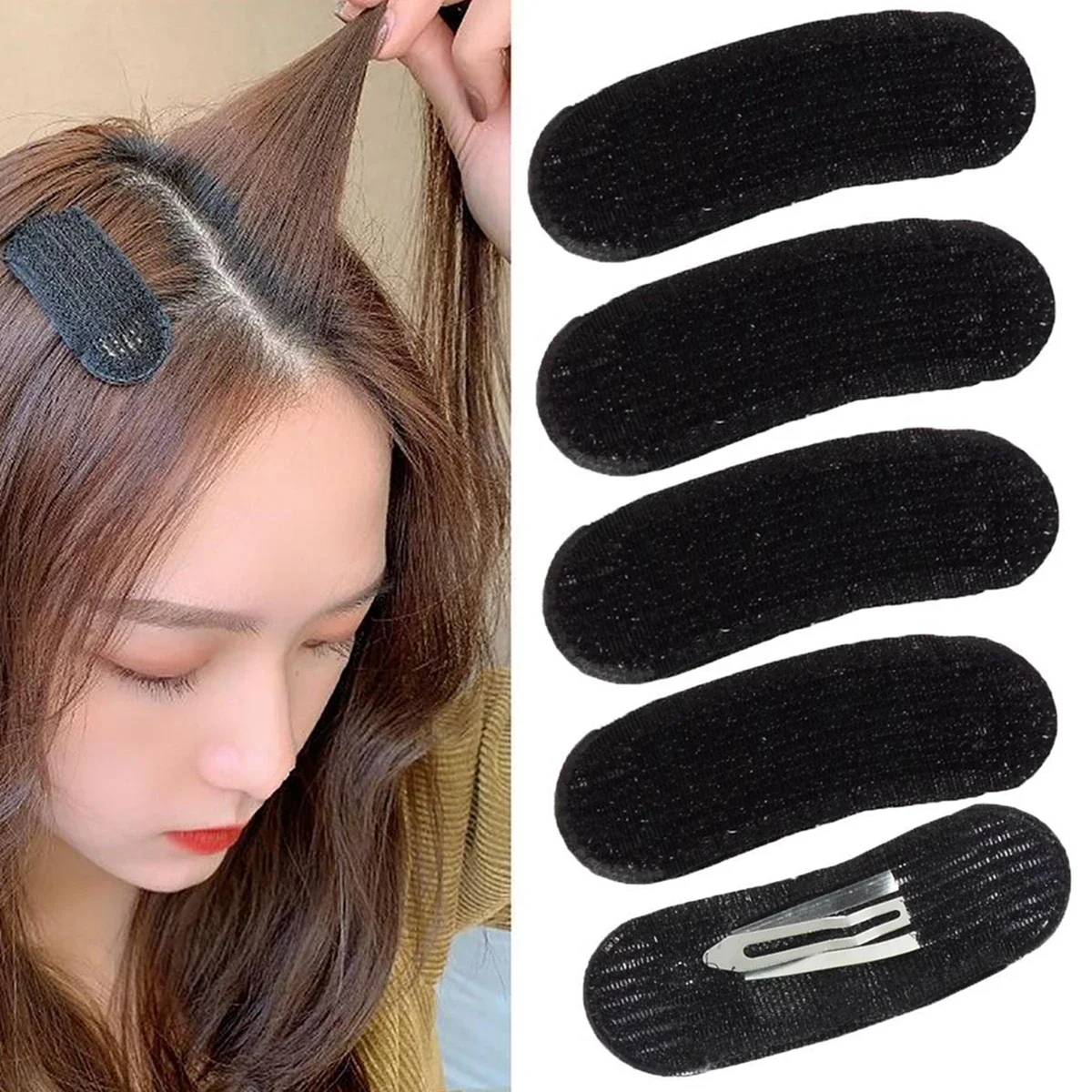 Set of Invisible Fluffy Hair Clips - Volumizing Hair Roots, DIY Styling, Easy to Use, Solid Color, Cute Oblong Shape - Perf