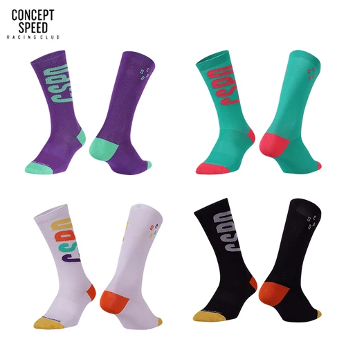 CSPD 전문 사이클링 양말, 미드 송아지 미끄럼 방지 축구 양말, 배드민턴 사이클링 양말  Best5