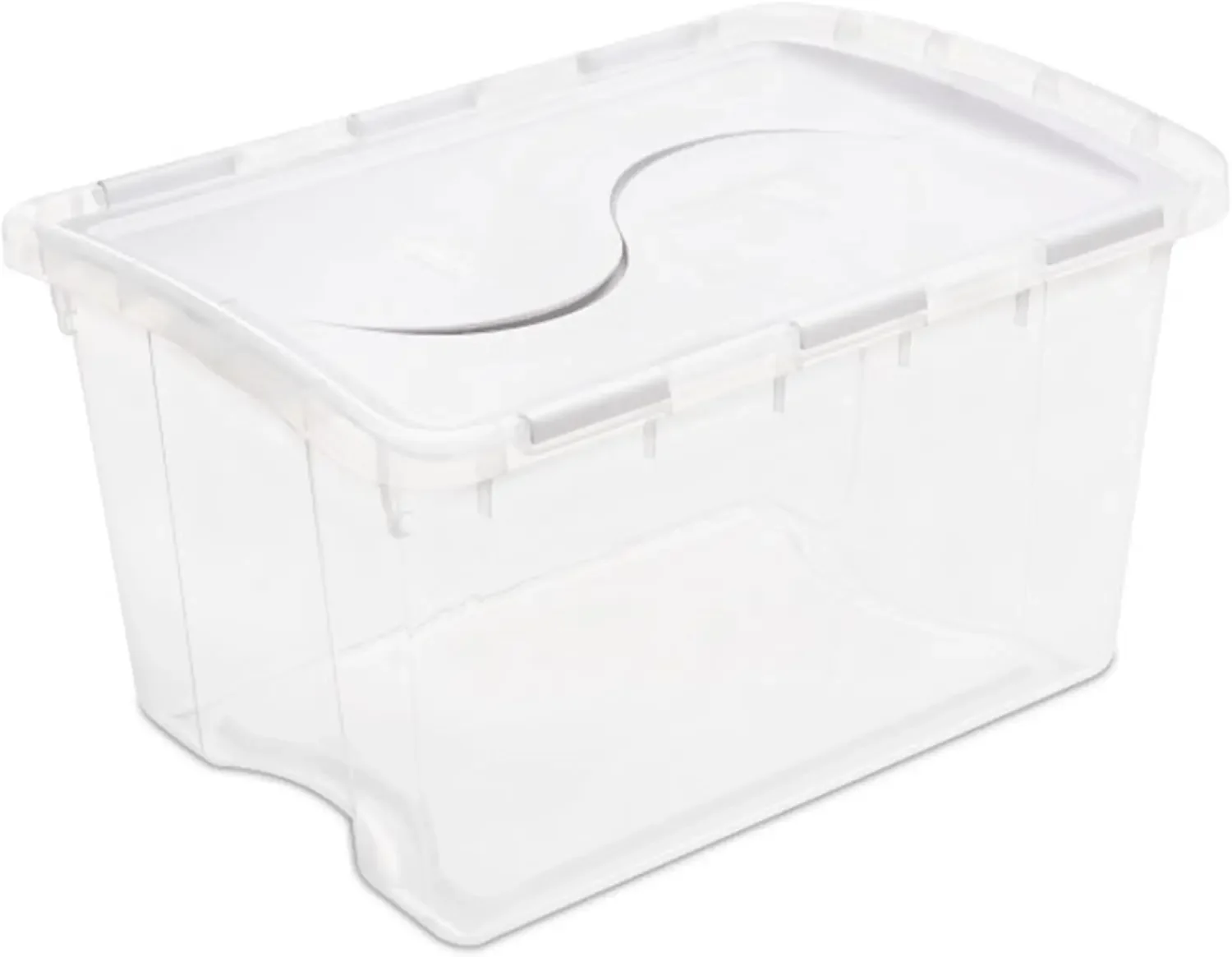 

Sterilite 48 Qt Hinged Lid Storage Box, Stackable Bin with Lid, Plastic Container to Organize Home, Office, Basement, Clear with