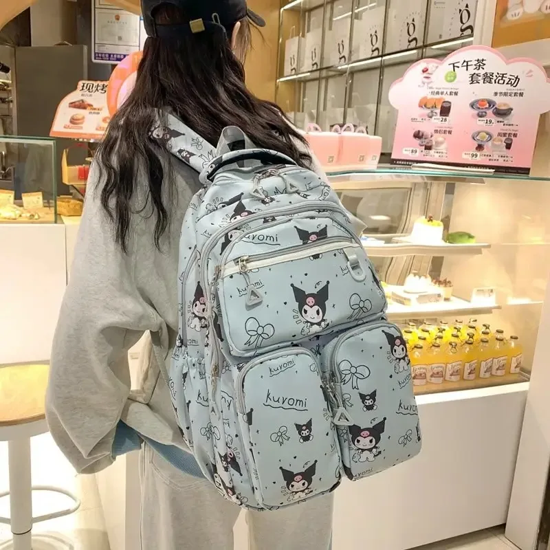 New Sanrio Cartoon Kuromi Backpack Student Large Capacity Lightweight School Bag Kawaii Cute Girls Gift