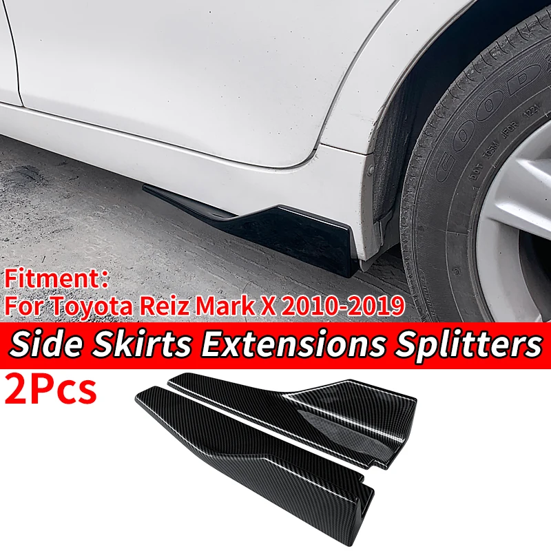 

Car Side Skirt Extension Splitter Carbon Fiber Look Winglet Side Wing Bumper Lip Accessories For Toyota Reiz Mark X 2010-2019