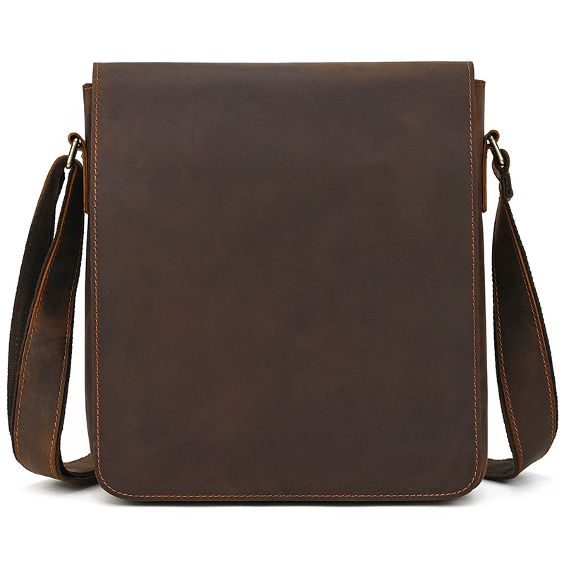 Bolsa de ombro de couro genuíno masculina, bolsa tiracolo, sacos mensageiro para ipad, sacos de estilinete masculino, moda vintage, 7,9 \