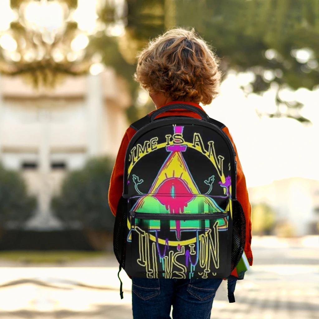 Mochila escolar vintage bill cifrado para niños, gran capacidad, mochila para estudiantes de secundaria de dibujos animados, 17 pulgadas