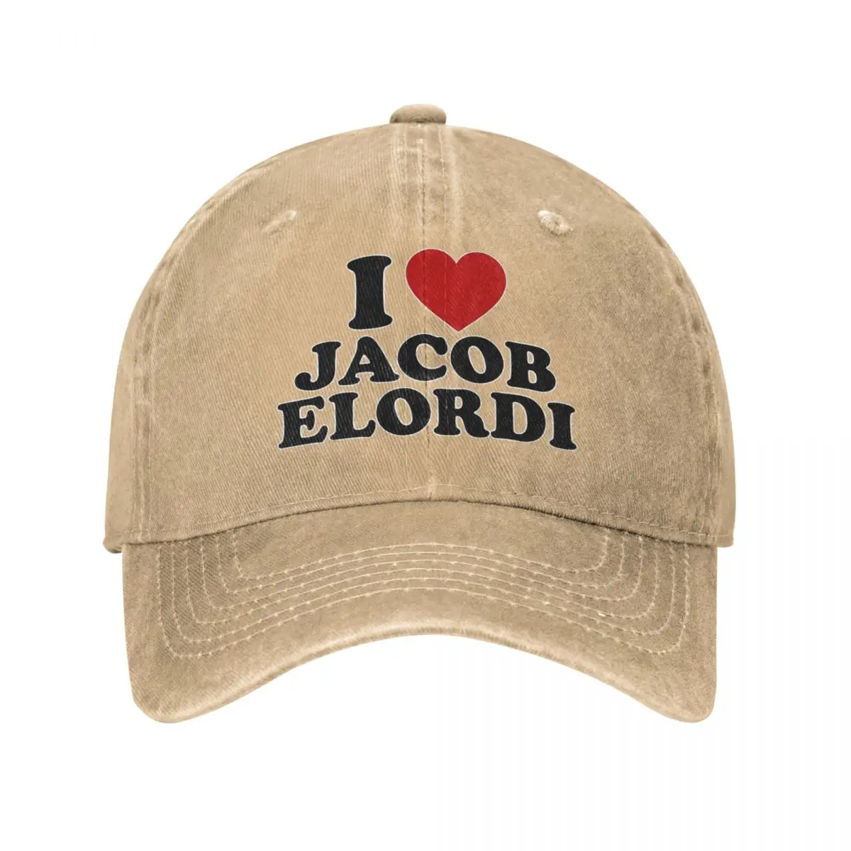 

Vintage I Love Jacob Elordi Baseball Cap Unisex Style Distressed Cotton Snapback Cap Outdoor Workouts Hats Cap