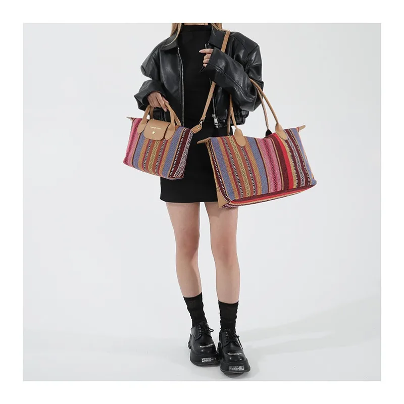 

2024 Early Spring New Ethnic Style Shoulder Bag Tour Fashion Handbag Personalized Texture Handheld Shoulder Bag for Women