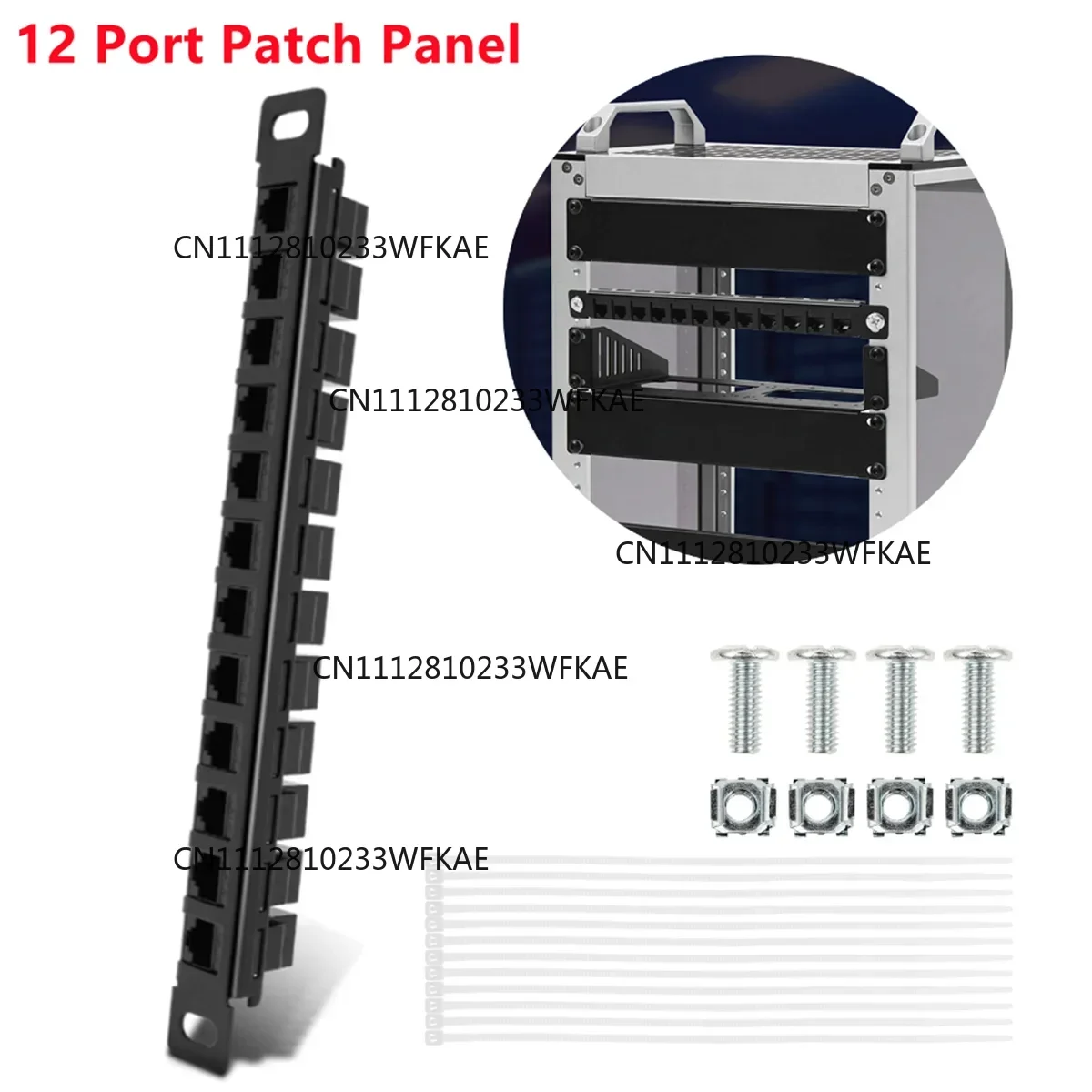 Cat6A 12 Port Patch Panel Full Shielded Wall Mounted For RJ45 Keystone Jack Sockets Desktop Wall Mount Server Rack Network