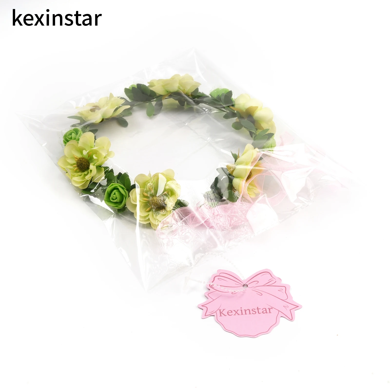 Kexinstar Spring Colorful Artificial Flower Wreaths Headband tiaras wedding Fabric floral wreath headpieces hair garland