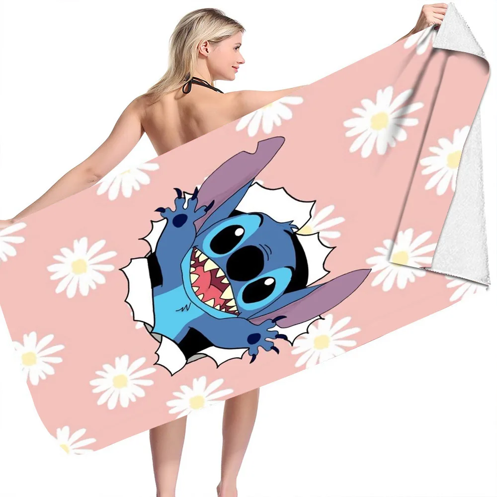 Disney Stitch & Lilo Microfiber Bad Cartoon Handdoek Dubbelzijdig Fleece Gedrukt Strandlaken Badrok Vierkante Handdoek Cadeau