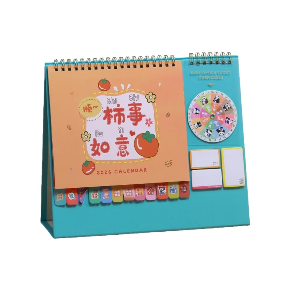 

Chinese New Year Style 2026 Desk Calendar Coil Binding with Notes Monthly Planner Cartoon Pony Month Date Display