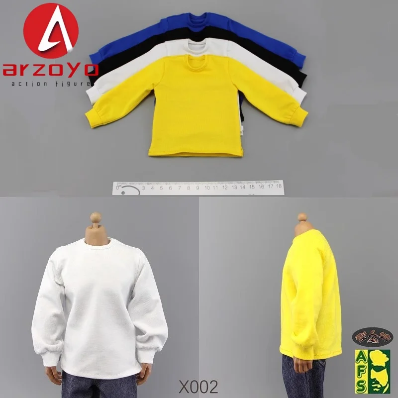 AFS X002 1/6 Scale Male Soldier Casual Solid Color Long Sleeve shirt Clothes Model for 12inch BD001 AT011 AT020 Action Figure