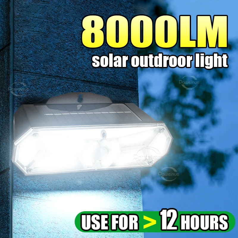 NEW 8000LM 126LED Solar Powered Light Outdoor Super Bright Solar Lamp Motion Sensor Security Lighting For Garden Front Door Yard